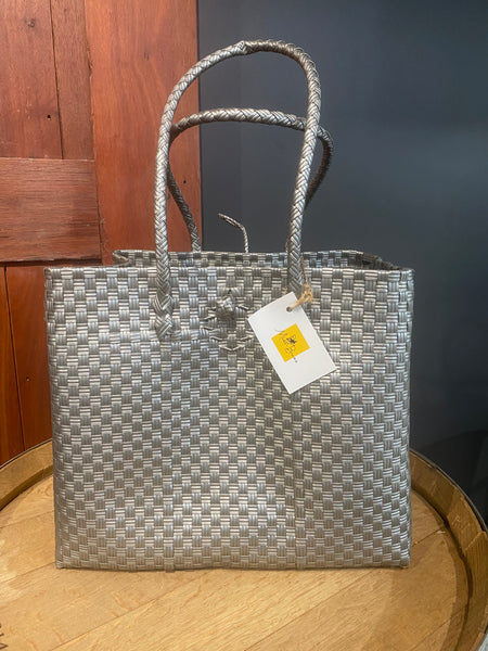 Solid Silver Woven Bag