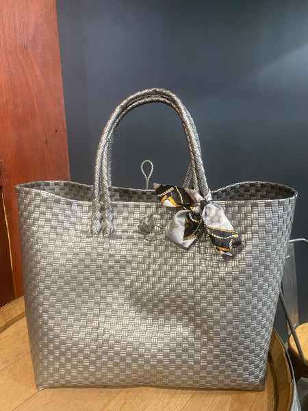 Solid Silver Woven Bag